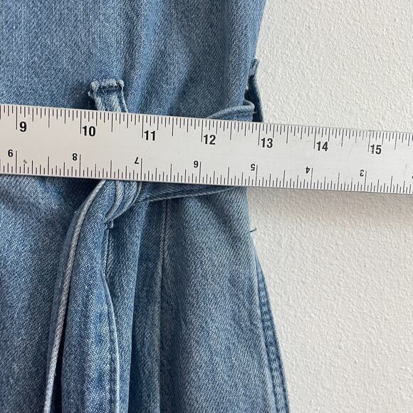 Universal Thread Jumpsuit Coverall Women 4 Blue Denim Baggy Cargo Belt Sleeveles - Picture 3 of 12